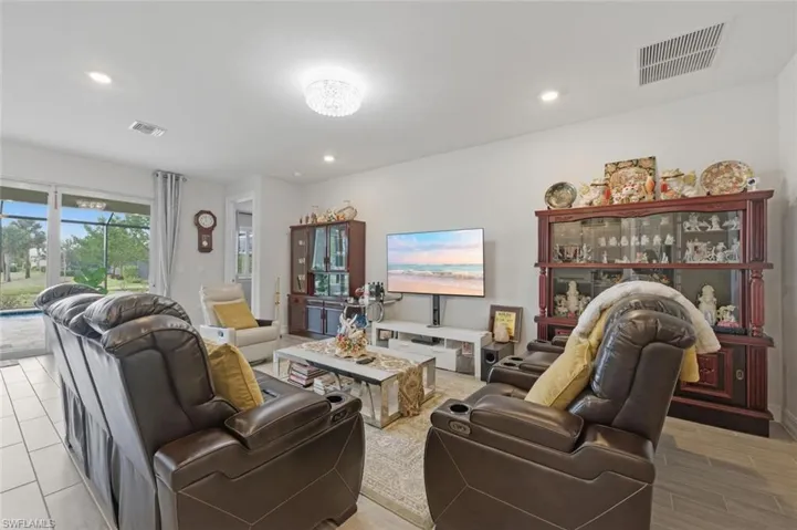 Living area with recessed lighting