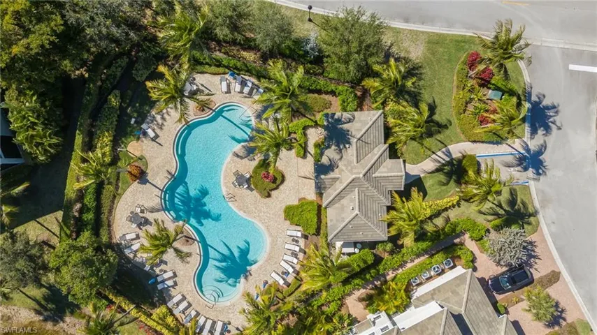 Aerial view of a pool area