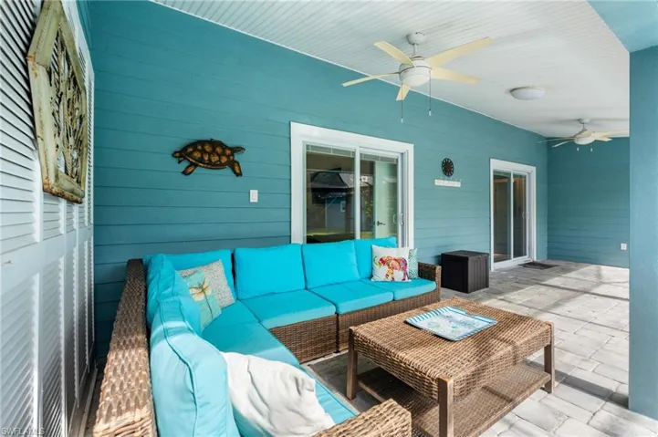 View of patio / terrace featuring outdoor lounge area and ceiling fan