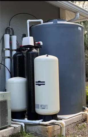 Exterior view of a water softener