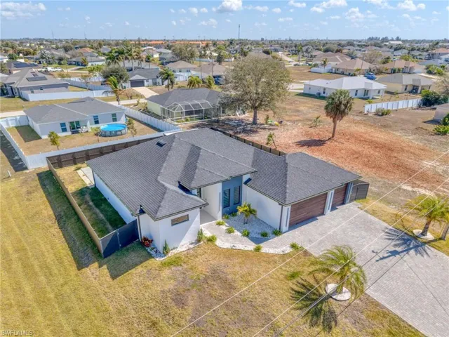 Aerial perspective of suburban area