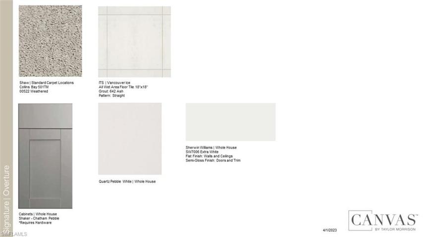 Design selections.  Home is under construction and selections are subject to change.
