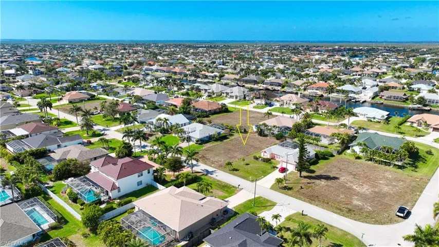 Aerial perspective of suburban area