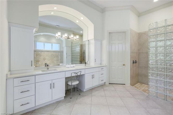 Two separate sinks and a dedicated vanity area.