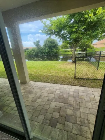 View of patio featuring a water view
