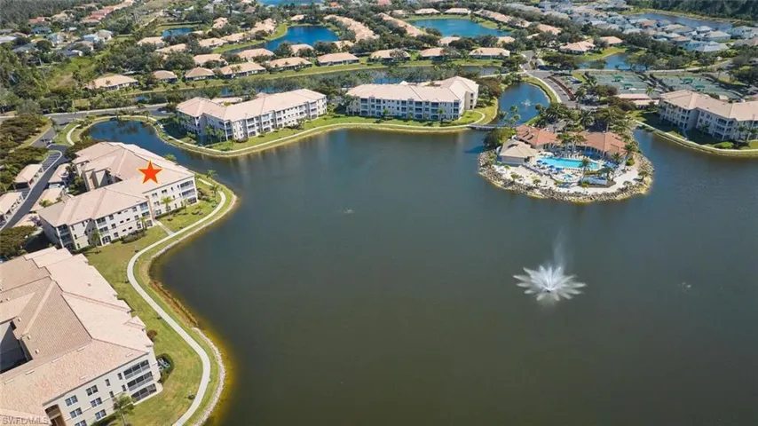 Drone / aerial view of a large body of water