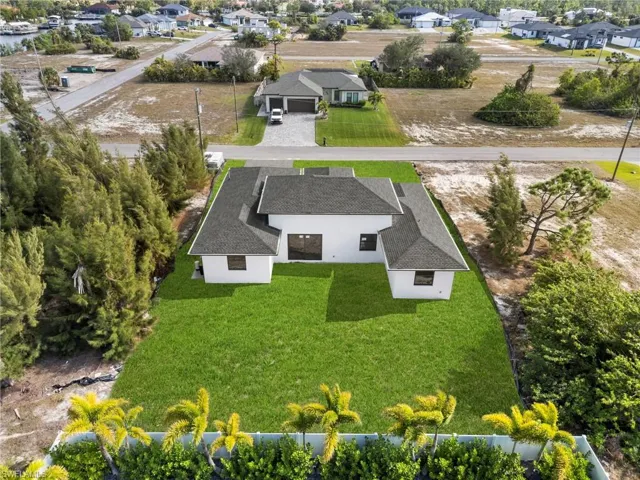 Birds eye view of property. Yard Rendered