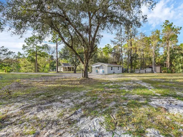 View of yard with view of wooded area