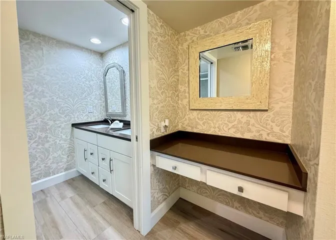 Double sink vanity and dressing area
