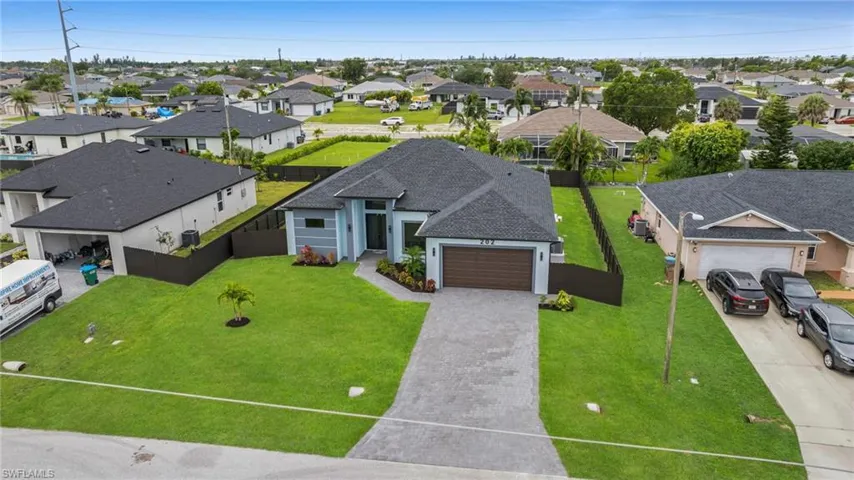 Aerial perspective of suburban area