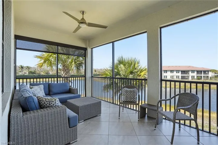 Water views from lanai with tile floor