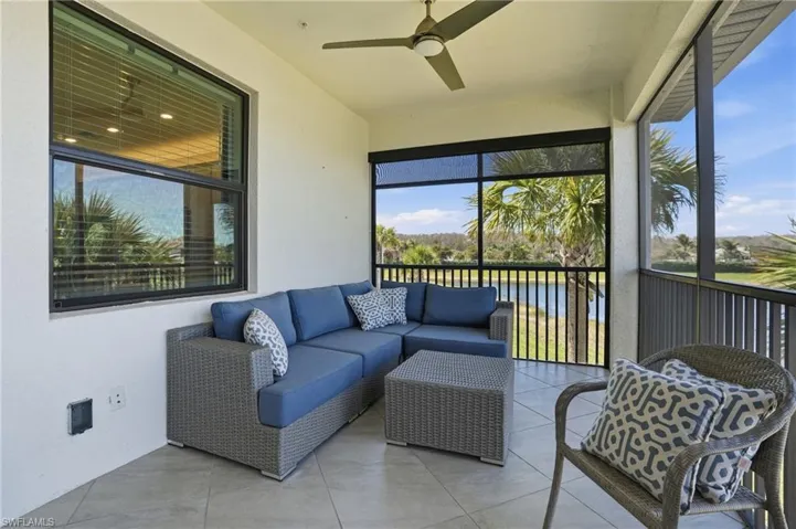 Water views from lanai with tile floor