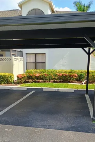 View of covered parking lot