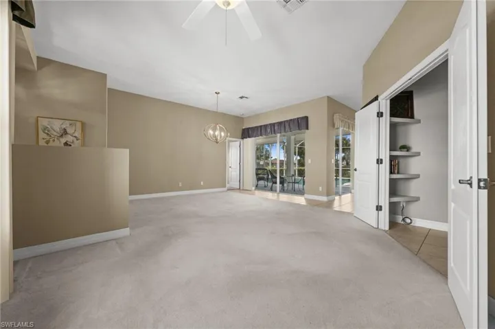 These double doors provide access and privacy to the den or home office. Very nice.