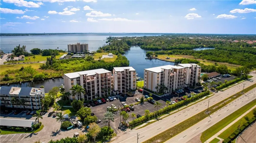 Drone / aerial view of a large body of water