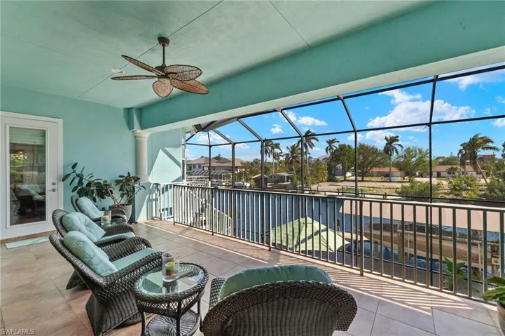 Balcony off living room with canal view,