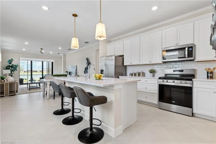 Spacious open concept floor plan with lake views