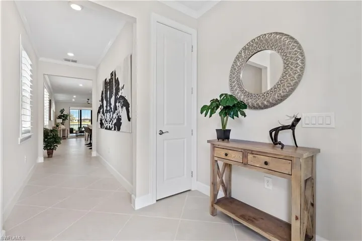 Welcoming foyer with closet