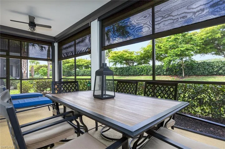 Lanai with Storm Smart remote controlled hurricane shutters