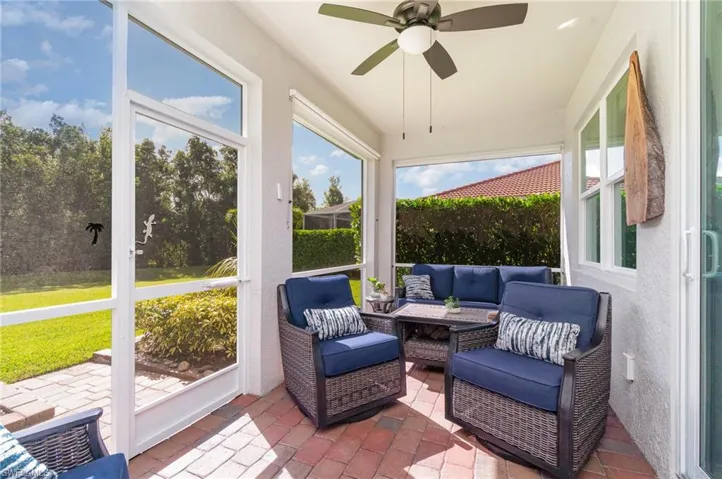 More beautiful brick pavers create your 18' x 9' screened lanai with views of the preserve