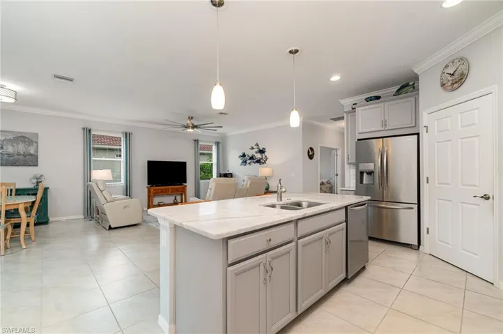 All stainless steel appliances and elegant countertops