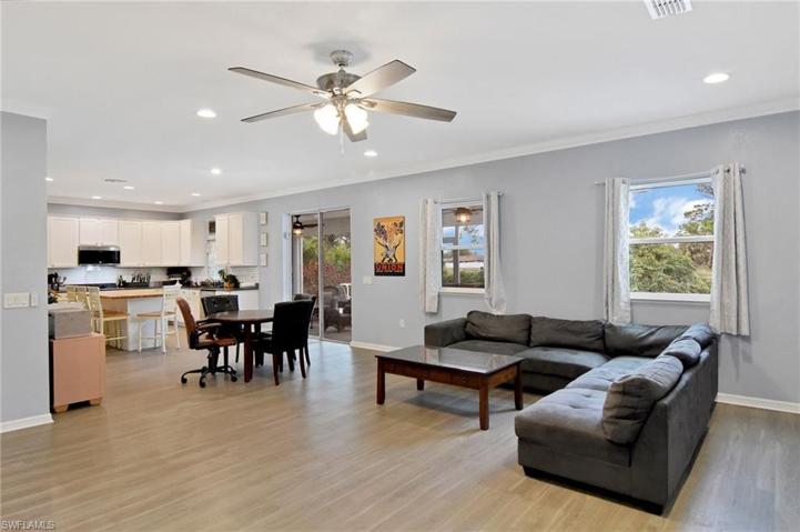Open, bright living room area.
