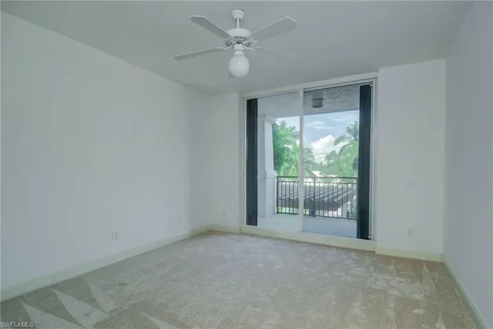 NEW Carpeted GUEST Bedroom with floor to ceiling windows and ceiling fan