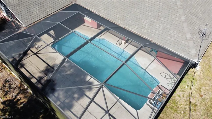 Drone / aerial view of a pool