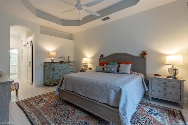 Primary bedroom with tray ceiling