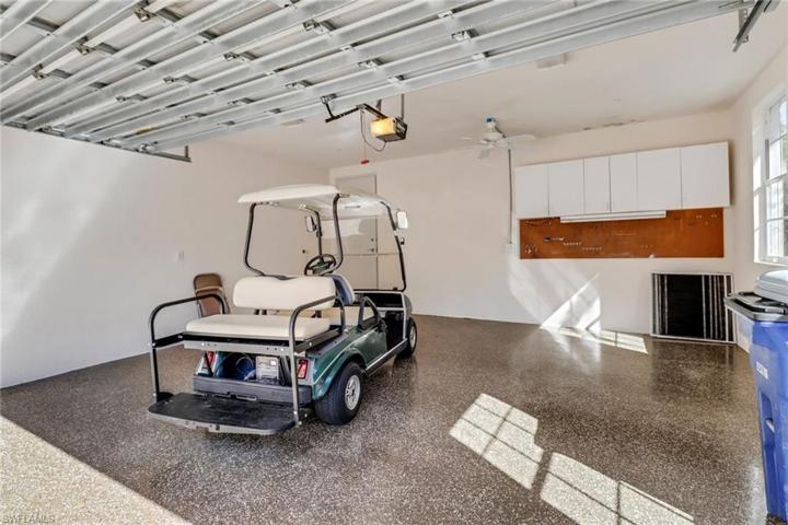 2 car garage with new epoxy flooring