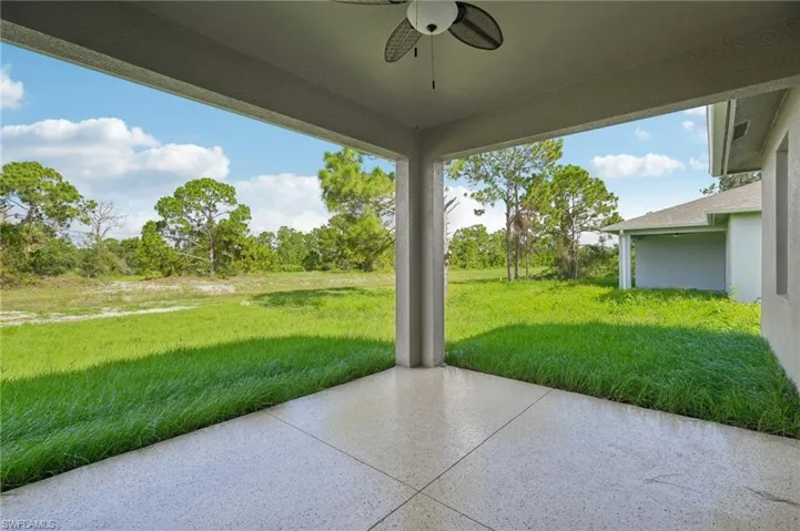 View of patio / terrace featuring ceiling fan