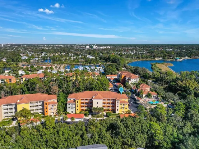 Bird's eye view of a nearby body of water