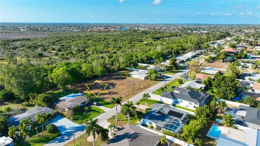 Aerial perspective of suburban area