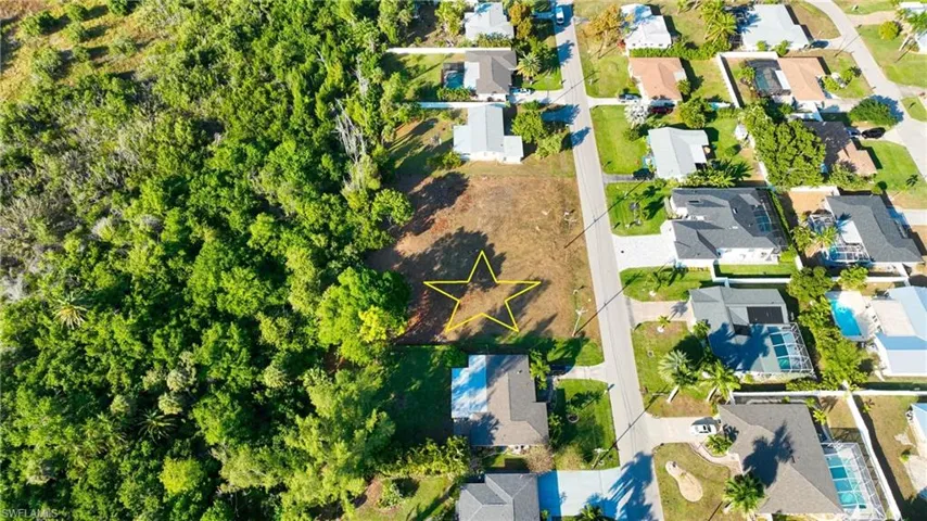 Aerial perspective of suburban area