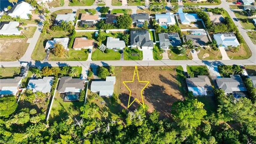 Aerial perspective of suburban area