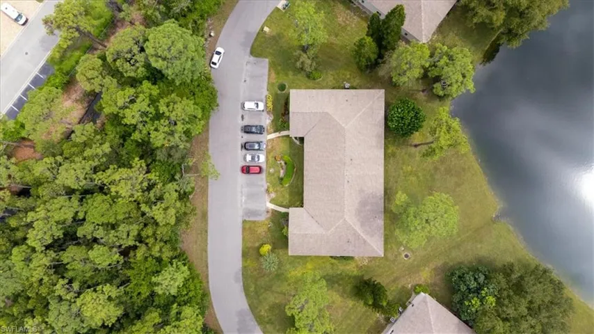Bird's eye view of a nearby body of water