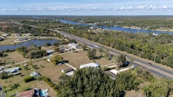Drone / aerial view of a large body of water
