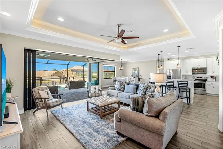 Great Room with insulated Zero Sliders.