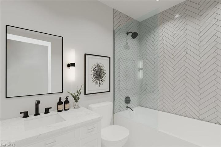 Photo includes reality renovation/reality staging to showcase the possibility of the guest bathroom. Design services included with purchase!