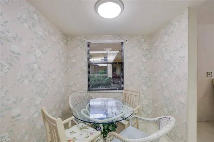 View of tiled dining space