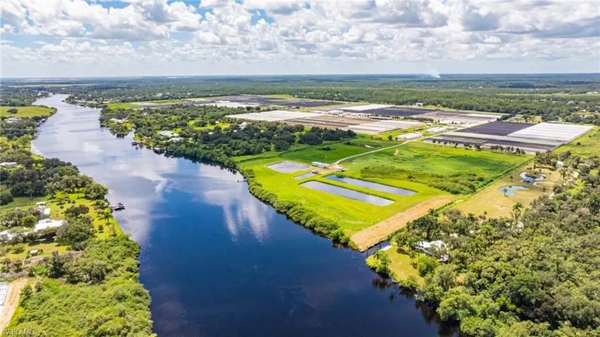 Bird's eye view of a nearby body of water