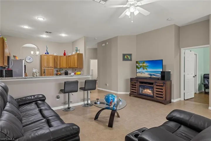Living room with ceiling fan