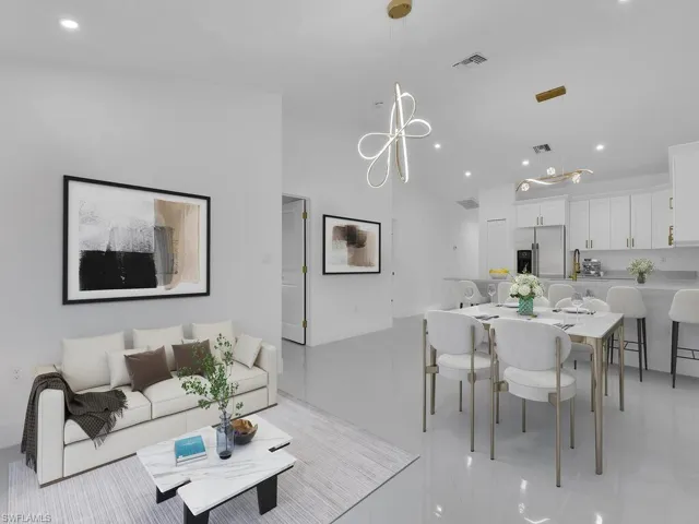 View of tiled living room