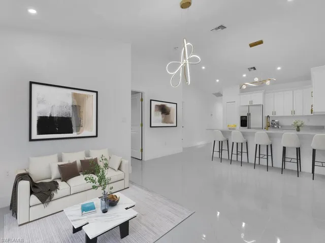 View of tiled living room