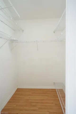 Walk in closet featuring light wood-style flooring