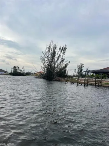Water view with a boat dock