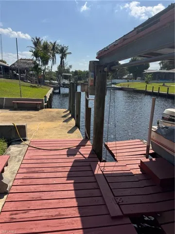 Wooden private dock with lift