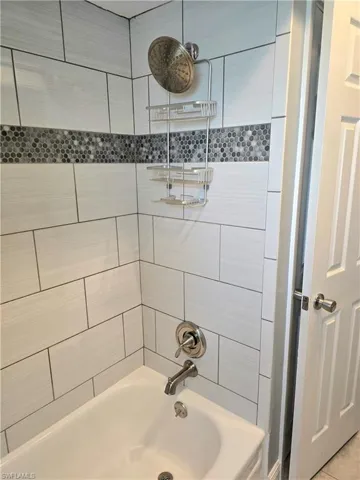 Gorgeous plank tile shower/tub