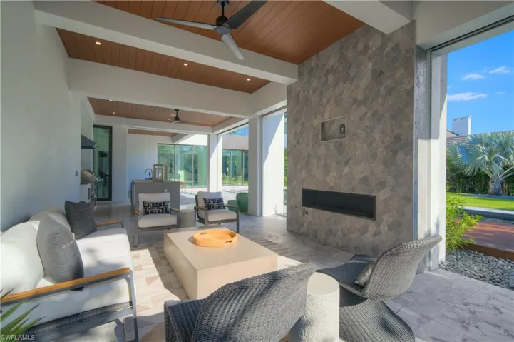 View of patio / terrace featuring outdoor lounge area and ceiling fan
