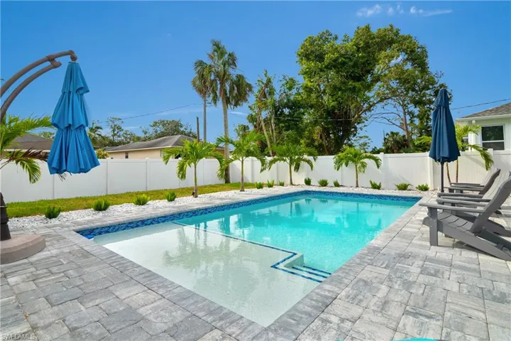 View of swimming pool with a patio